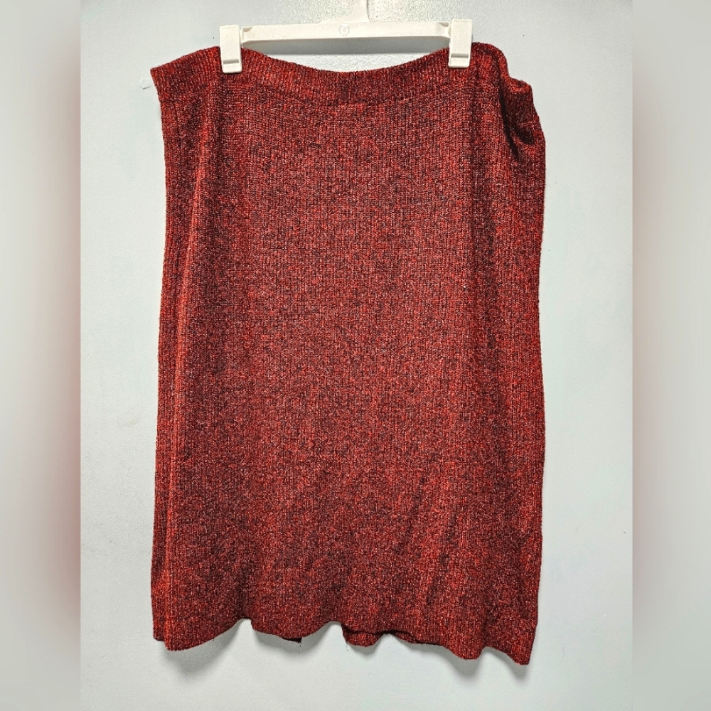 Plus size burgundy sweater skirt.